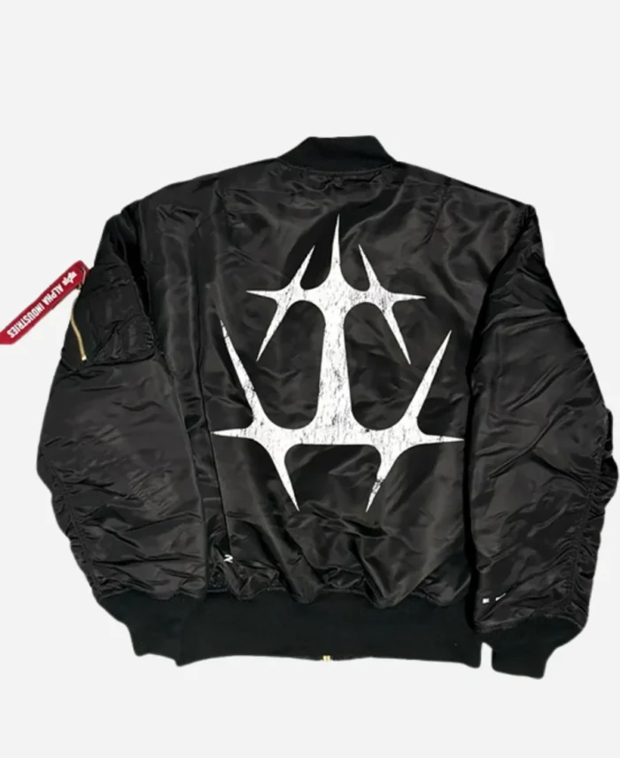 The-Weeknd-x-Alpha-Industries-The-End-Black-Satin-Bomber-Jacket-For-Sale