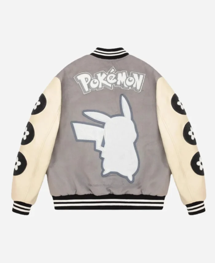 Vandy-The-Pink-x-Pokemon-Pikachu-Flower-Varsity-Grey-Jacket