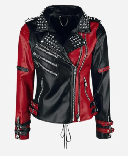 AEW-Collision-Homecoming-2025-Toni-Storm-Black-and-Red-Cropped-Biker-Leather-Jacket