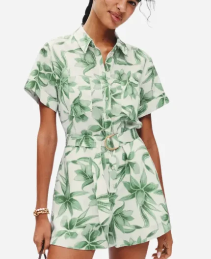 Access-Daily-2025-Adrianna-Costa-Green-White-Leaf-Print-Belted-Romper