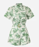 Access-Daily-2025-Adrianna-Costa-Green-White-Leaf-Print-Belted-Romper-For-Sale