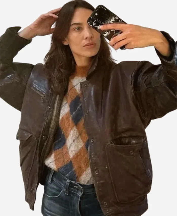Alexa-Chung-CFS-2025-Leather-Jacket
