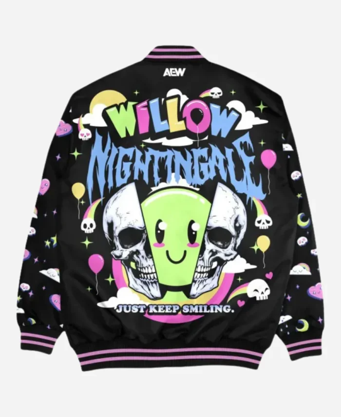 All-Elite-Wrestling-2025-Willow-Nightingale-Smile-Anyways-Varsity-Jacket-For-Unisex