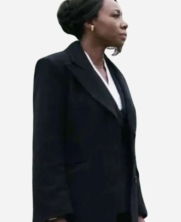Amanda-Warren-The-Night-Agent-S02-Catherine-Weaver-Black-Wool-Coat