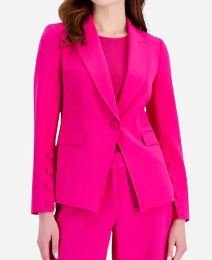 America-Reports-2025-Gillian-Turner-Pink-Single-Buttoned-Blazer