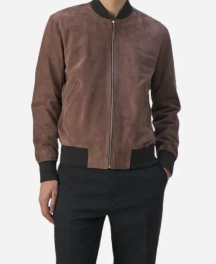 American-Actor-Jason-Ralph-2025-Brown-Suede-Leather-Bomber-Jacket