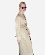 American-Actress-Elle-Fanning-Street-Style-2025-Beige-Cotton-Trench-Coat