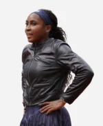 American-Tennis-Player-Coco-Gauff-Black-Leather-Jacket