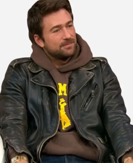 Brandon-Sklenar-Drop-SXSW-Film-Festival-2025-Black-Leather-Jacket