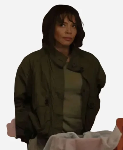 Carmen-Ejogo-Movie-Fountain-of-Youth-2025-Deb-McCall-Green-Cotton-Jacket