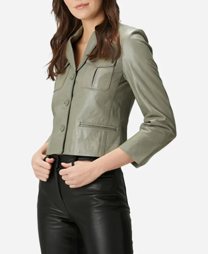 Christine-Mokhtar-Reunion-2025-Leather-Green-Jacket