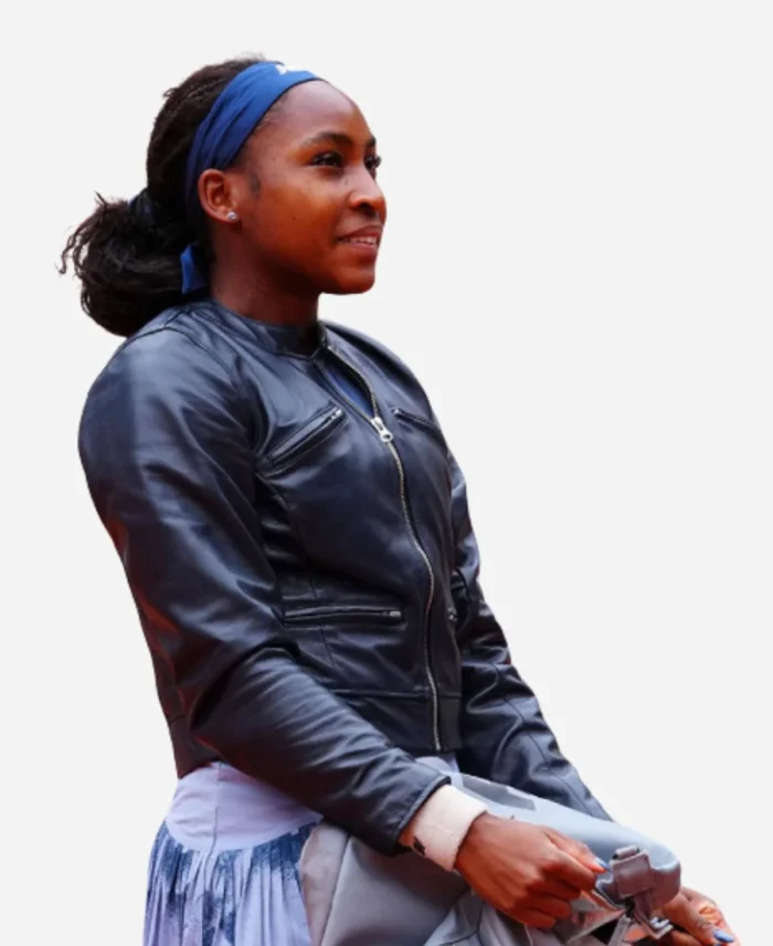Coco-Gauff-Black-Leather-Jacket