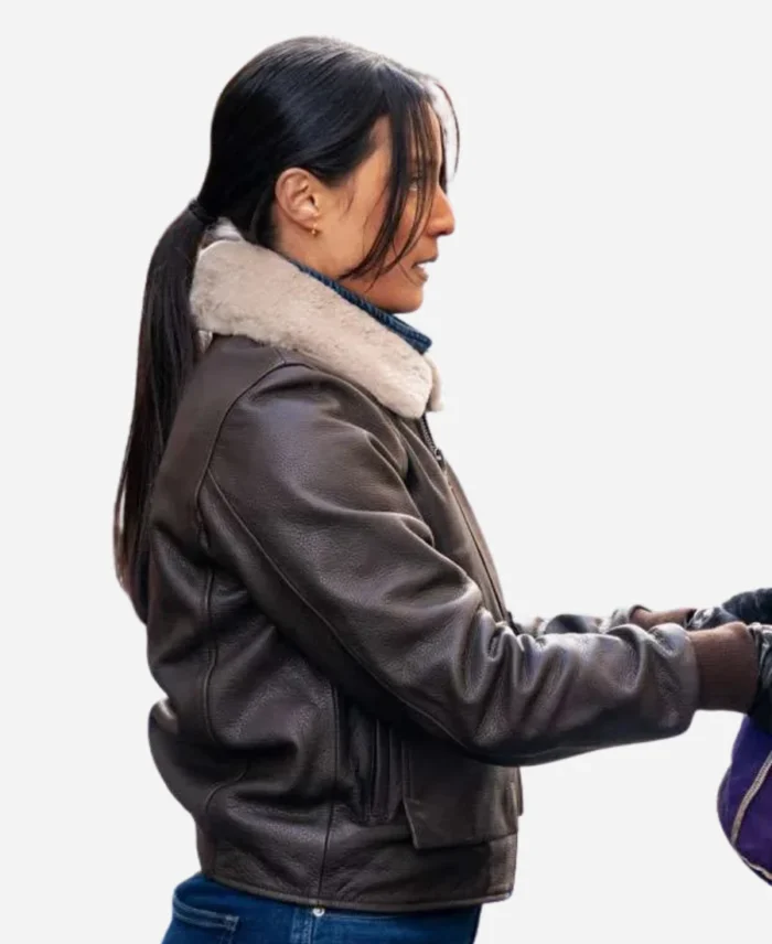 Dani-Rhodes-FBI-Season-07-Emily-Alabi-Shearling-Brown-Leather-Jacket