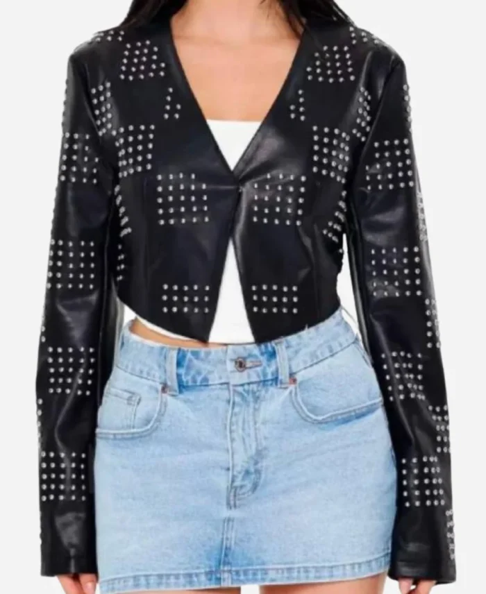 Divorced-Sistas-2025-Studded-Checkered-Leather-Jacket