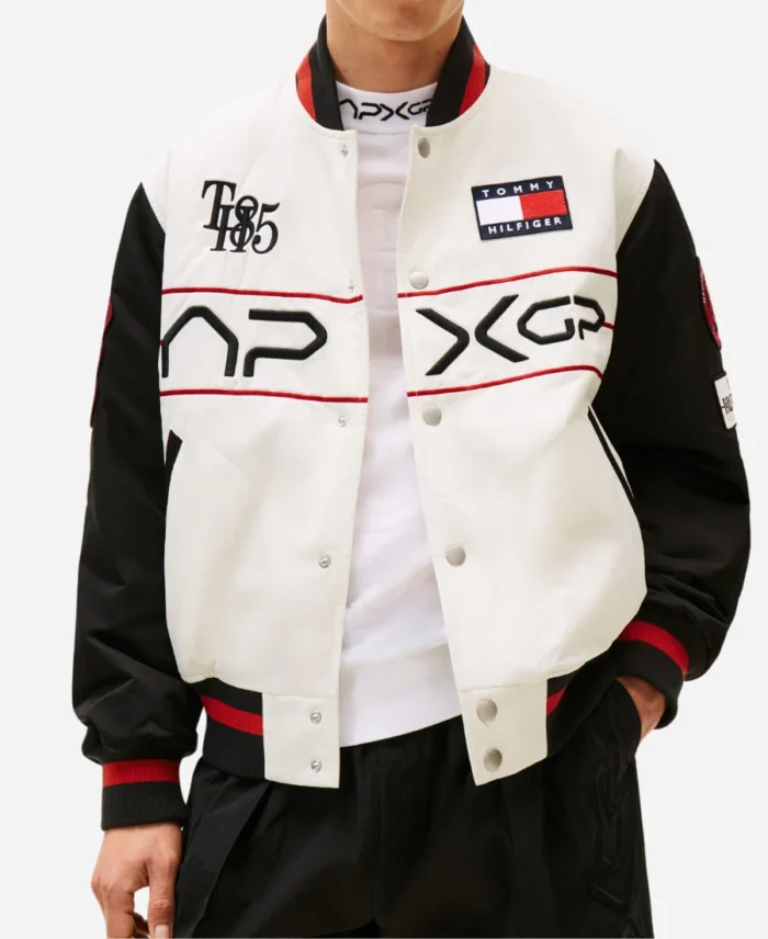 F1 2025 Tommy Hilfiger Racing White Varsity Jacket Front