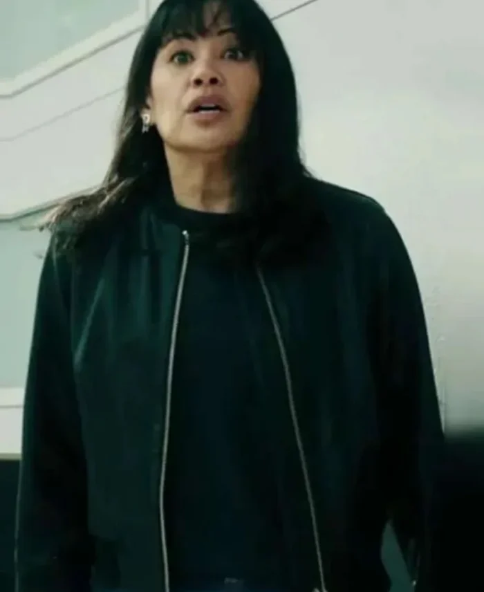 Fiona-De-La-Rosa-The-Cleaning-Lady-S04-Black-Bomber-Jacket
