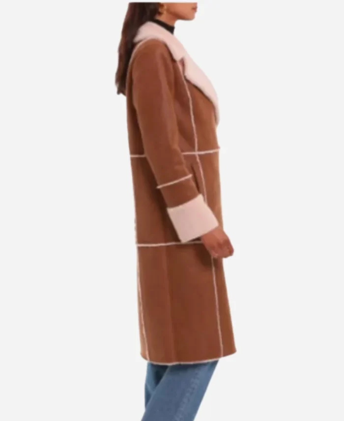 Gail-Simmons-Top-Chef-S22-Brown-Suede-Trench-Coat