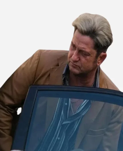 Gerard-Butler-In-the-Hand-of-Dante-2025-Brown-Leather-Blazer