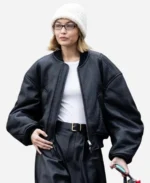 Gigi-Hadid-Paris-Fashion-Week-Black-Leather-Jacket
