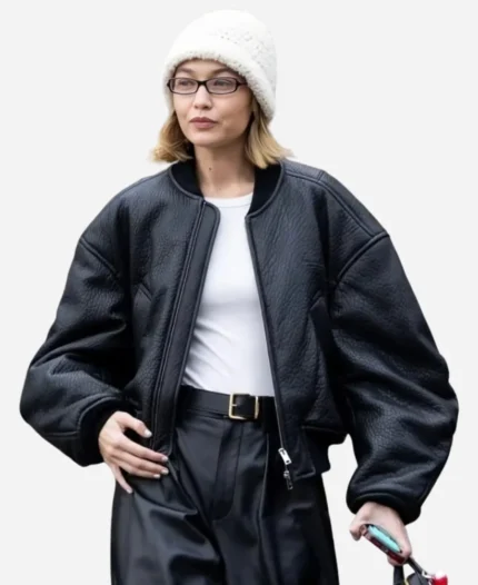 Gigi-Hadid-Paris-Fashion-Week-Black-Leather-Jacket
