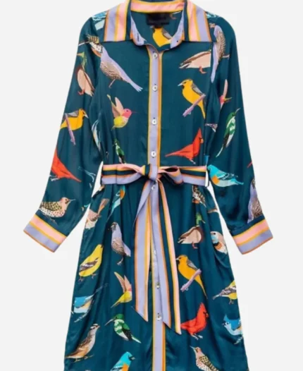 Ginger-Zee-Good-Morning-America-Blue-Bird-Print-Shirtdress-For-Women