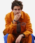 Knicks-Game-Six-Timothee-Chalamet-Orange-Bomber-Jacket