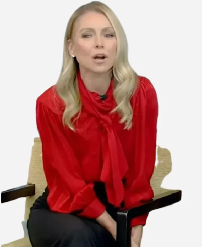 Live-with-Kelly-and-Mark-Kelly-Ripa-Red-Tie-Neck-Blouse