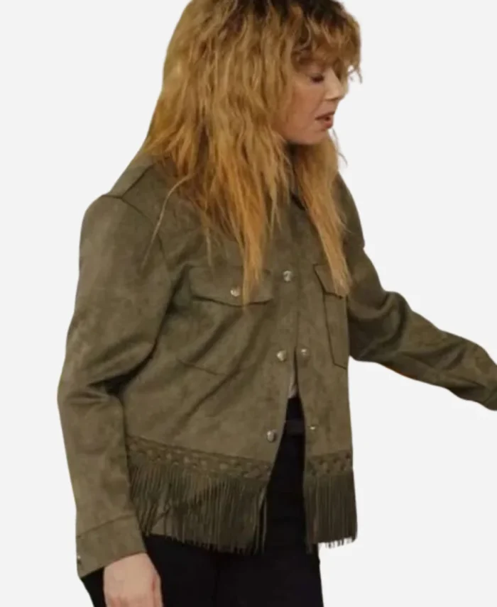 Natasha-Lyonne-Tv-Series-Poker-Face-2023-Charlie-Cale-Green-Fringe-Suede-Leather-Jacket
