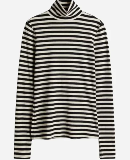 Nina-Singh-TV-Series-Art-Detectives-2025-Shazia-Malik-BlackWhite-Striped-Mockneck-Top