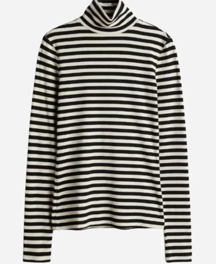 Nina-Singh-TV-Series-Art-Detectives-2025-Shazia-Malik-BlackWhite-Striped-Mockneck-Top