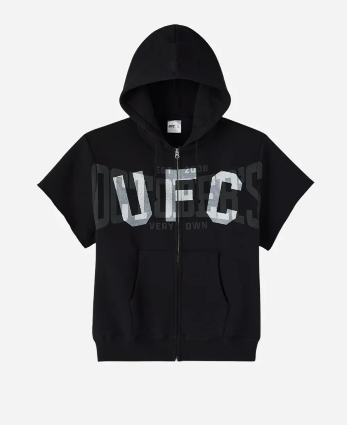 OVO X UFC Full Zip Short Sleeve Black Hoodie