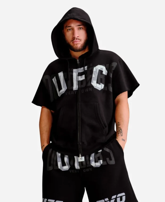 OVO X UFC Full Zip Short Sleeve Black Hoodie For Sale