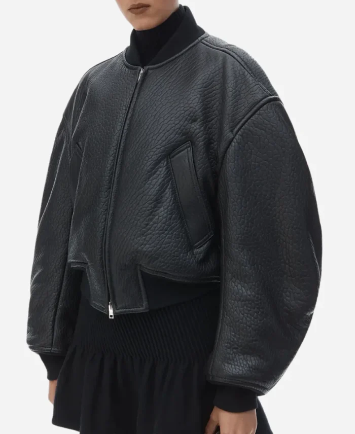 Paris-Fashion-Week-2025-Gigi-Hadid-Oversized-Black-Bomber-Leather-Jacket-For-Women
