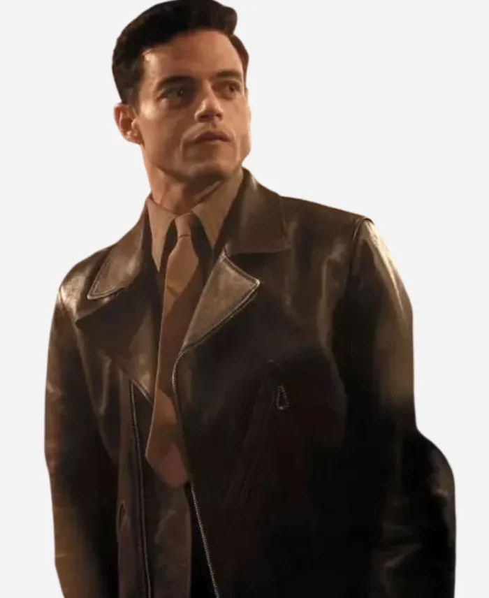 Rami-Malek-The-Amateur-2025-Brown-Leather-Jacket