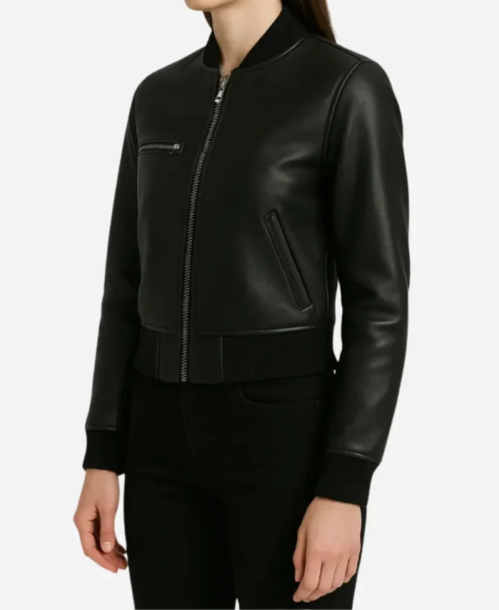 Rose-Tv-Series-Dept.-Q-2025-Leah-Byrne-Black-Leather-Bomber-Jacket