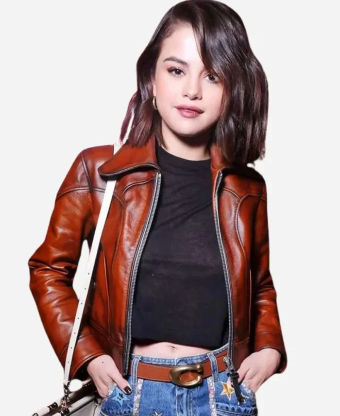 Selena-Gomez-NYFW-Show-Leather-Jacket