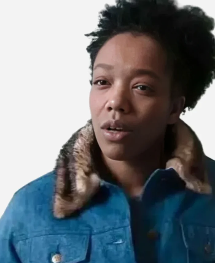 Sorry-Baby-Naomi-Ackie-Faux-Fur-Denim-Jacket