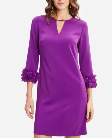 TV-Series-Access-Daily-2025-Alison-Triessl-Floral-Applique-Sleeve-Purple-Dress