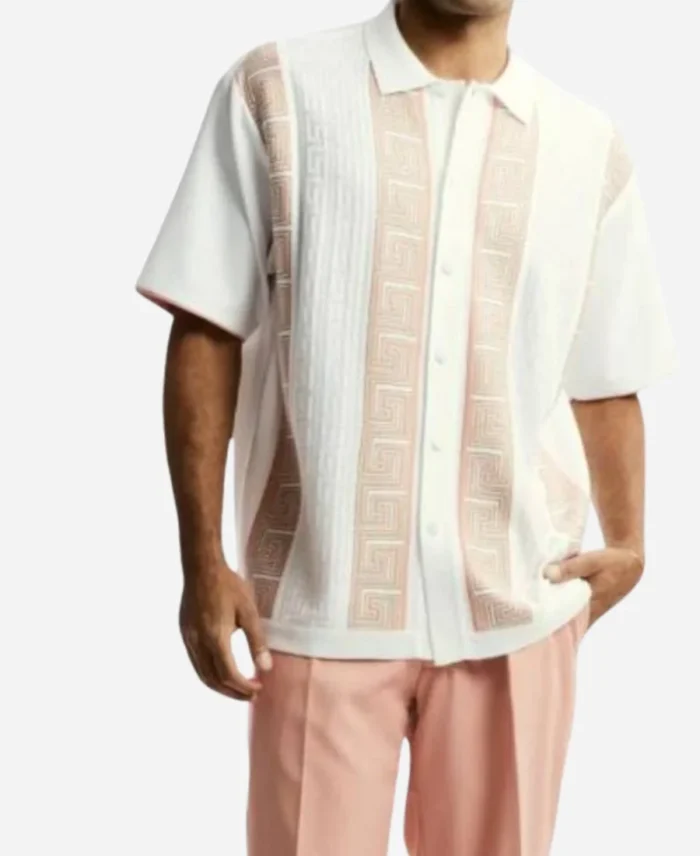 TV-Series-Americas-Got-Talent-Season-20-White-Pink-Printed-Striped-Shirt