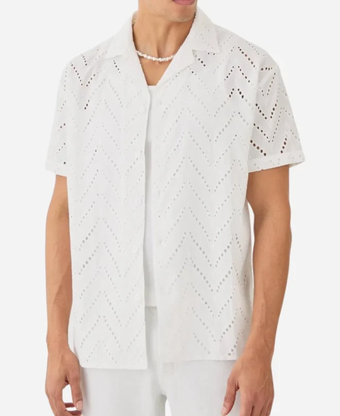TV-Series-Love-Island-USA-Season-07-Nicolas-Vansteenberghe-White-Broderie-Shirt