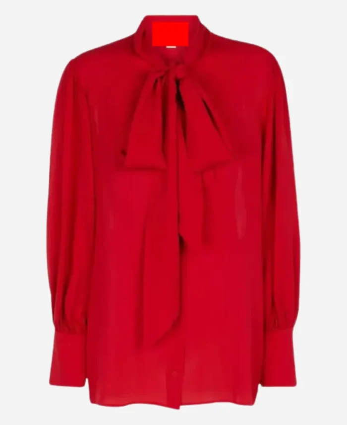 TV-Show-Live-with-Kelly-and-Mark-2025-Kelly-Ripa-Red-Tie-Neck-Blouse