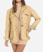 TV-Show-The-Kelly-Clarkson-Show-2025-Hoda-Kotb-Beige-Leather-Jacket