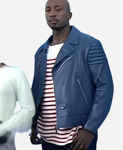 The-Today-Show-2025-Akbar-Gbaja-Biamila-Blue-Leather-Biker-Jacket