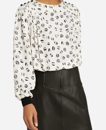 The-Today-Show-2025-Dylan-Dreyer-Lips-Print-Long-Sleeve-Black-And-White-Top