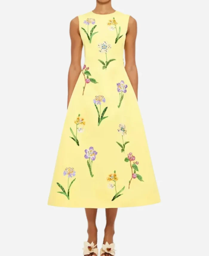 The-Today-Show-Savannah-Guthrie-Yellow-Floral-Midi-Dress-For-Sale