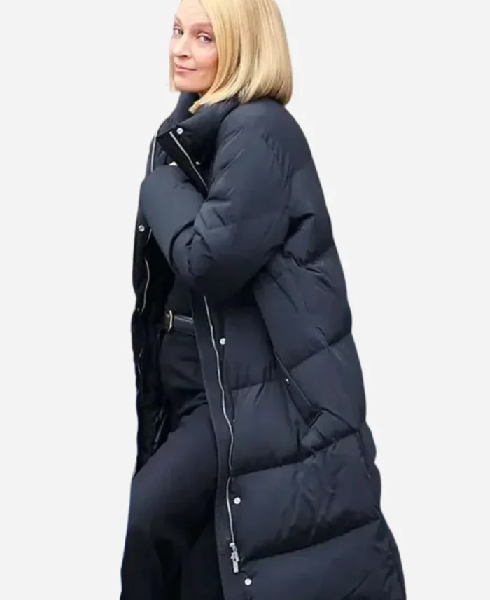 Uma-Thurman-Dexter-Resurrection-2025-Charley-Olive-Black-Puffer-Coat