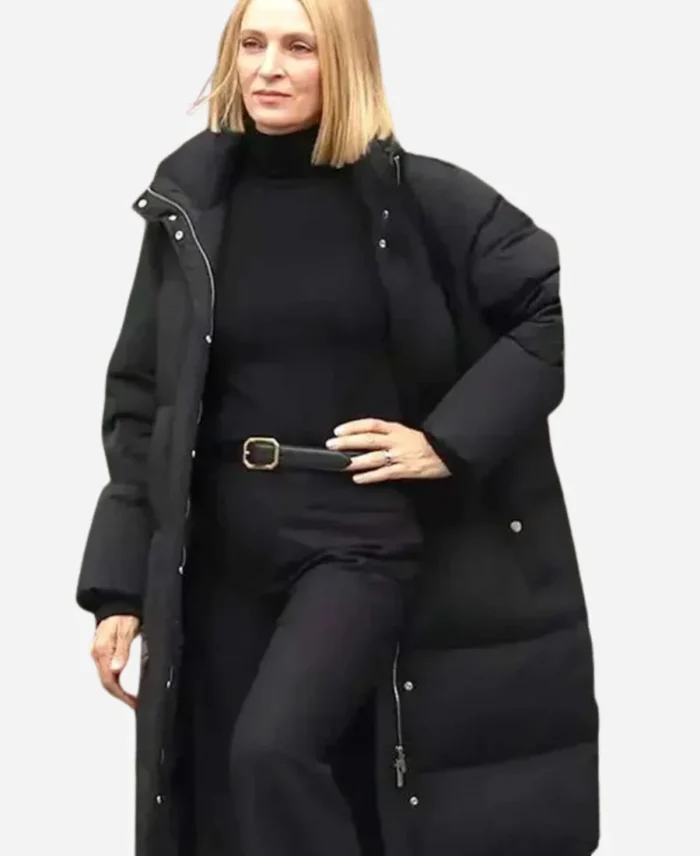 Uma-Thurman-Dexter-Resurrection-Black-Puffer-Coat