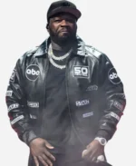 50 Cent Stadium Tottenham Hotspur Black Leather Jacket For Sale