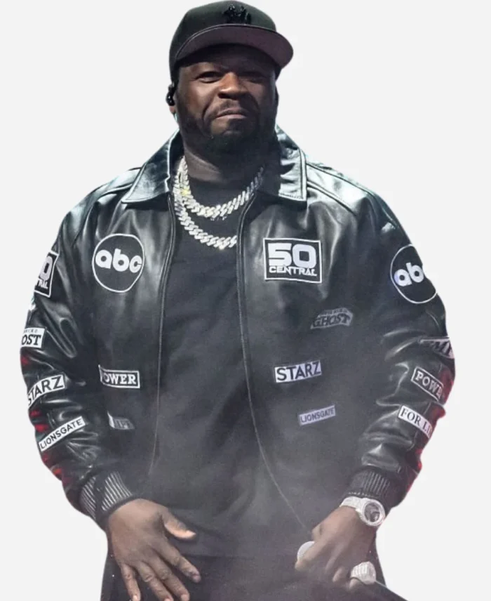 50 Cent Stadium Tottenham Hotspur Black Leather Jacket For Sale