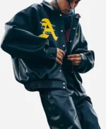 AFGK Racing Ferrari Doncare Black Leather Jacket For Sale